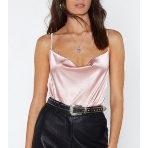 Nasty Gal // Pink Satin Bodysuit